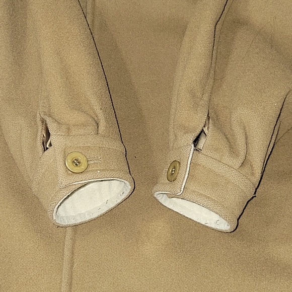 Vintage Menuetto Caramel Cream Cashmere Blend wool hooded Coat Measures L-XL - Picture 12 of 13